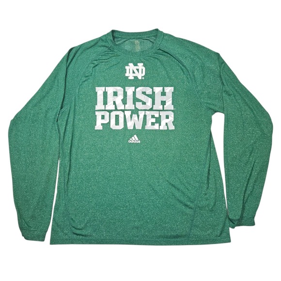 adidas Other - Adidas VTG Notre Dame Fighting‎ Irish Power L/S Shirt Green Sz L